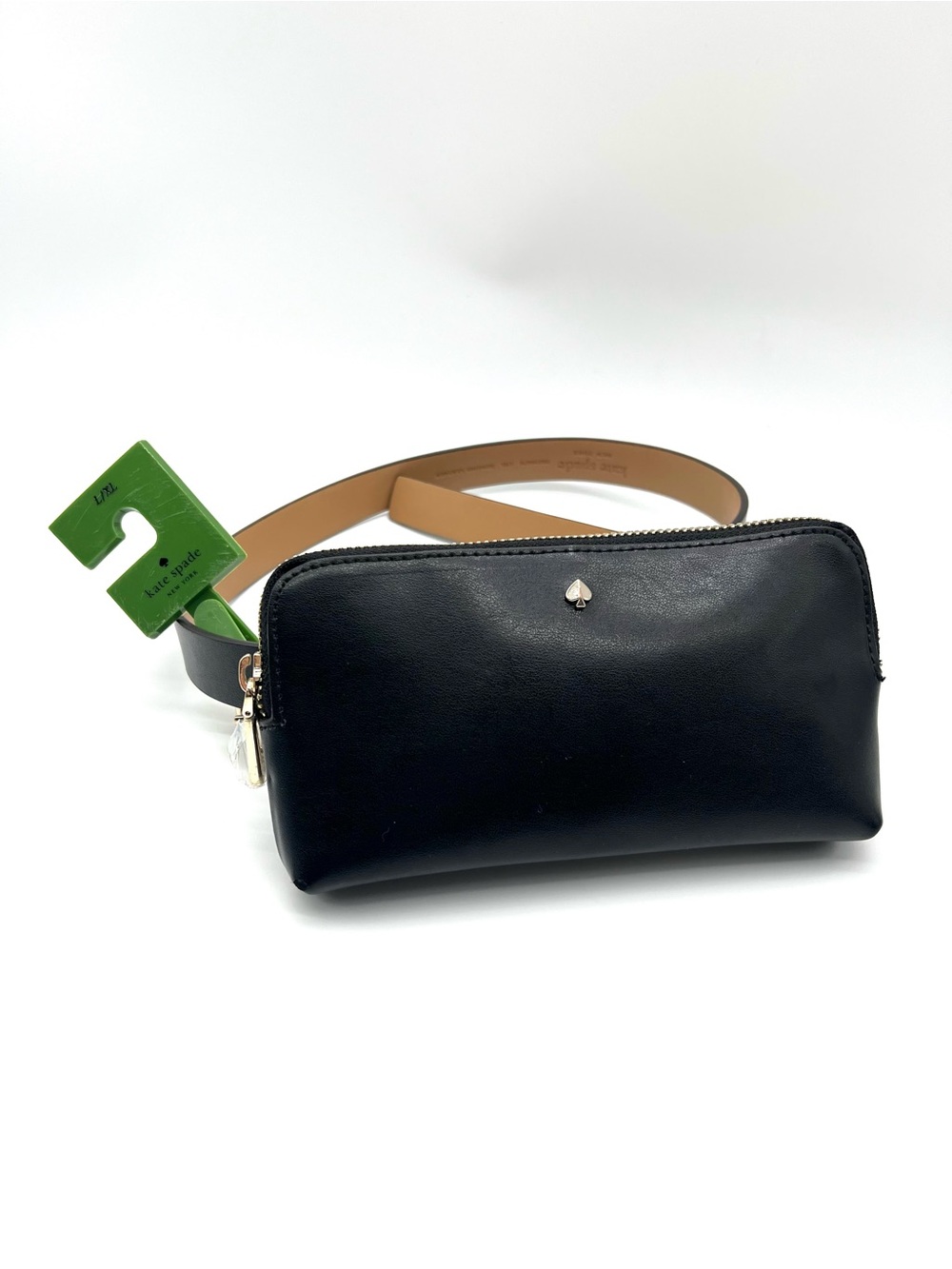 NWT Kate Spade Black Leather Belt Bag Fanny Pack L/XL MSRP $98 - read condition
